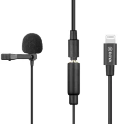 Walimex pro Boya M2 Ansteckmikrofon für iOS, leistungsstarkes Lavaliermikrofon 50 Hz-20 kHz, externes Mitkrofon mit Lightning-Adapterkabel, Lavalier-Mic für Video- und Audioanwendungen