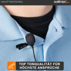 Walimex pro Boya M2 Ansteckmikrofon für iOS, leistungsstarkes Lavaliermikrofon 50 Hz-20 kHz, externes Mitkrofon mit Lightning-Adapterkabel, Lavalier-Mic für Video- und Audioanwendungen