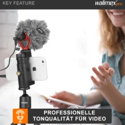 Walimex pro Boya MM1 Kompaktmikrofon universell für Blitzschuh, Kameramikrofon mit Klinkenstecker für Camcorder, Audiorekorder, Smartphone, PC, Mikrofon 35 Hz - 18 kHz, Nierencharakteristik
