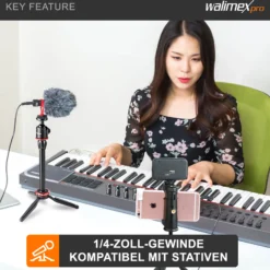 Walimex pro Boya MM1 Kompaktmikrofon universell für Blitzschuh, Kameramikrofon mit Klinkenstecker für Camcorder, Audiorekorder, Smartphone, PC, Mikrofon 35 Hz - 18 kHz, Nierencharakteristik