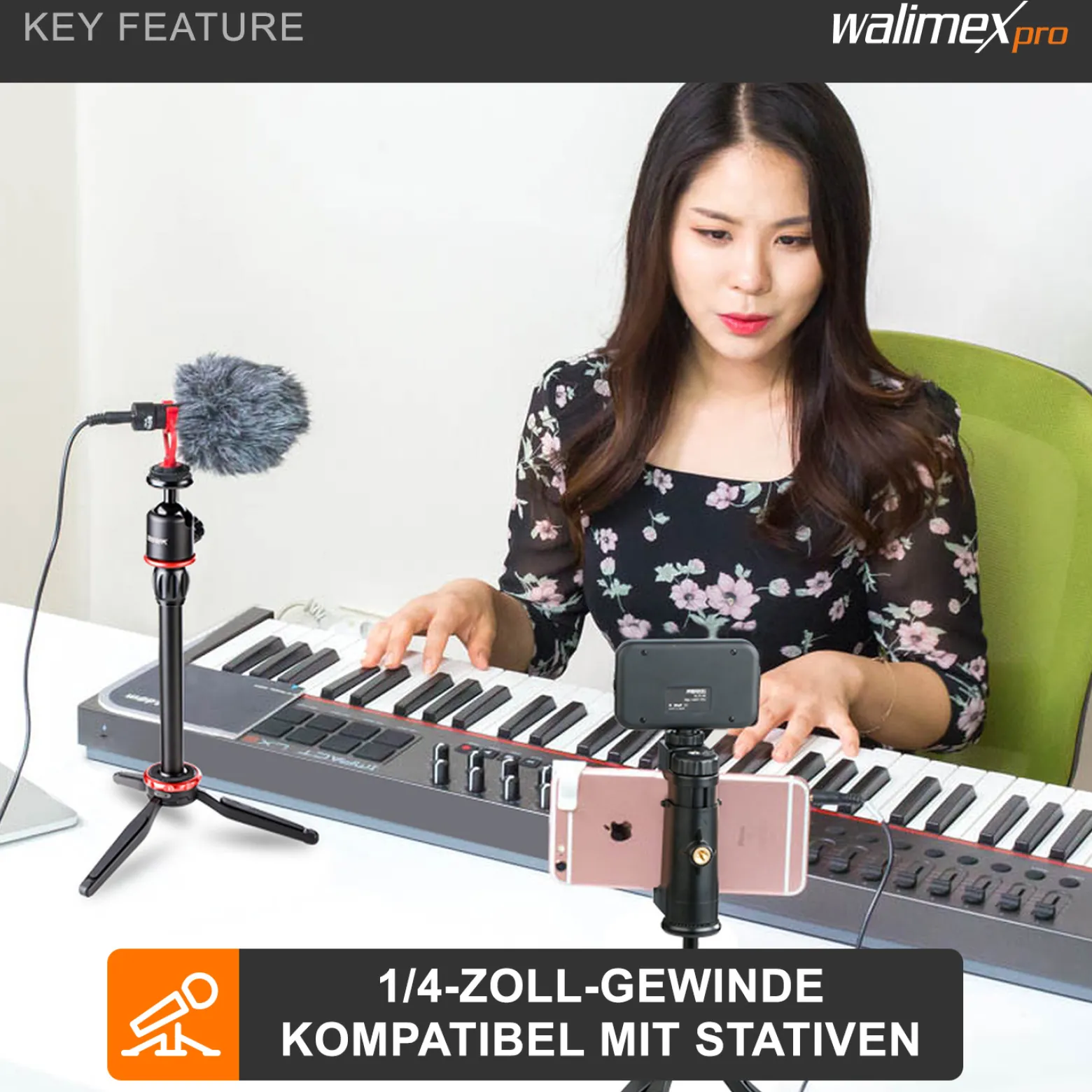 Walimex pro Boya MM1 Kompaktmikrofon universell für Blitzschuh, Kameramikrofon mit Klinkenstecker für Camcorder, Audiorekorder, Smartphone, PC, Mikrofon 35 Hz - 18 kHz, Nierencharakteristik