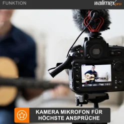 Walimex pro Boya MM1 Kompaktmikrofon universell für Blitzschuh, Kameramikrofon mit Klinkenstecker für Camcorder, Audiorekorder, Smartphone, PC, Mikrofon 35 Hz - 18 kHz, Nierencharakteristik