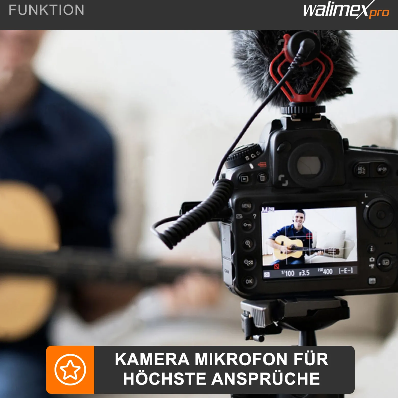 Walimex pro Boya MM1 Kompaktmikrofon universell für Blitzschuh, Kameramikrofon mit Klinkenstecker für Camcorder, Audiorekorder, Smartphone, PC, Mikrofon 35 Hz - 18 kHz, Nierencharakteristik