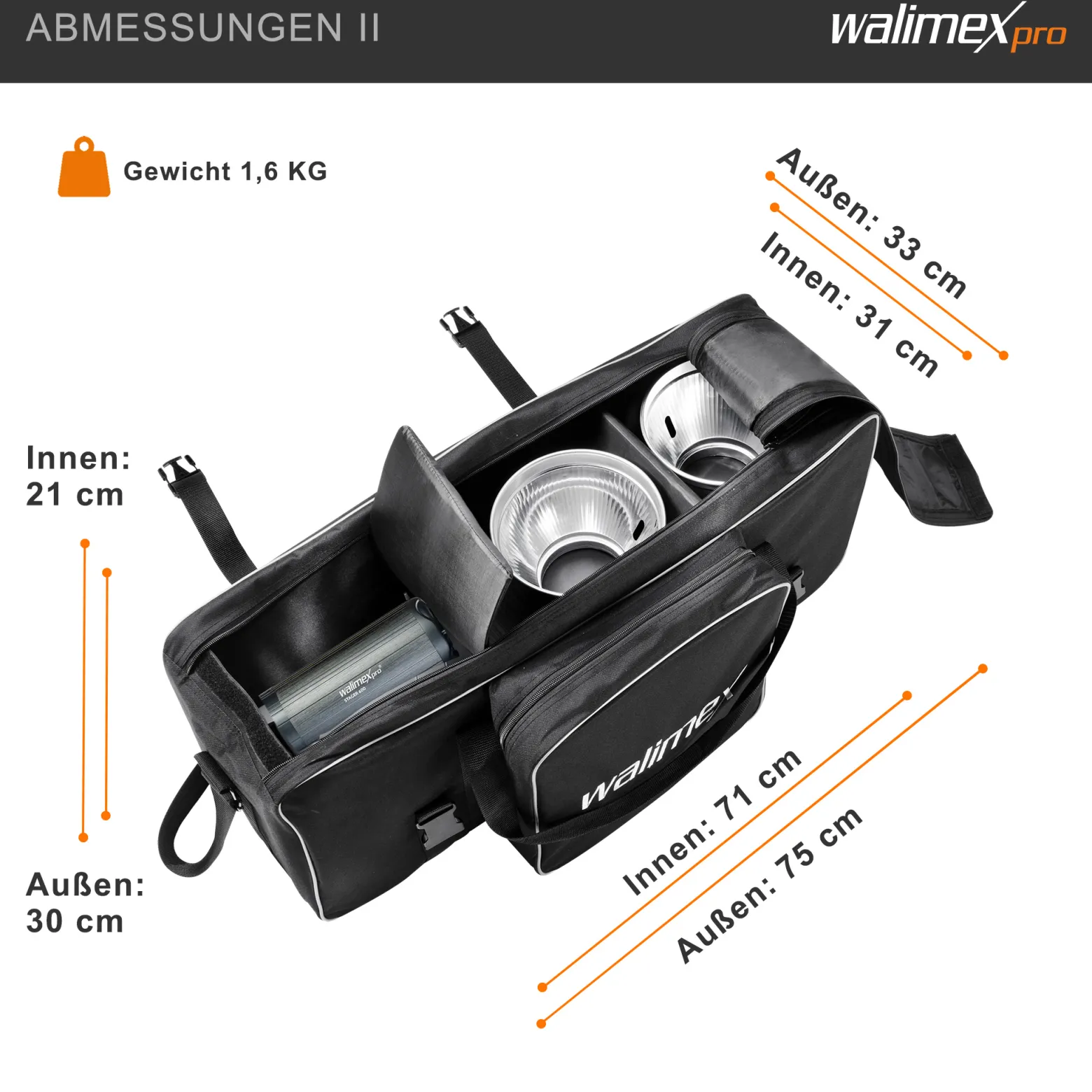 Walimex pro Campaigner 600 HS Set Single - Studioblitz mit 600 Ws Blitzleistung, Blitzgerät HS-Modus, 2,4 GHz Funk, mit Softbox 60 x 90 cm und Lampenstativ, inkl. Transporttasche