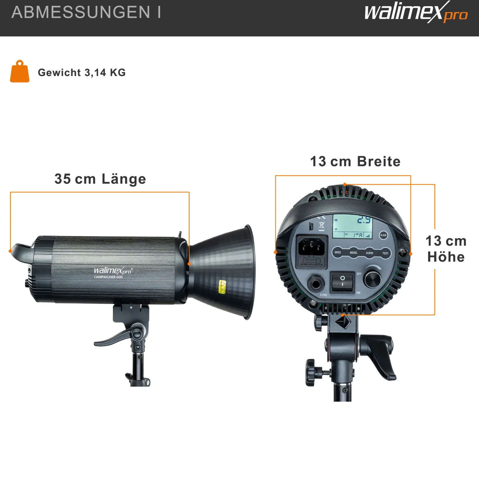 Walimex pro Campaigner 600 HS Set Single - Studioblitz mit 600 Ws Blitzleistung, Blitzgerät HS-Modus, 2,4 GHz Funk, mit Softbox 60 x 90 cm und Lampenstativ, inkl. Transporttasche