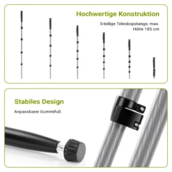 Walimex pro 1983 Carbon Einbeinstativ + Onyx 8 Kugelkopf Set, Reisestativ bis 185 cm Höhe mit Stativkopf aus Aluminium mit Arca-Swiss kompatibler Schnellwechselplatte