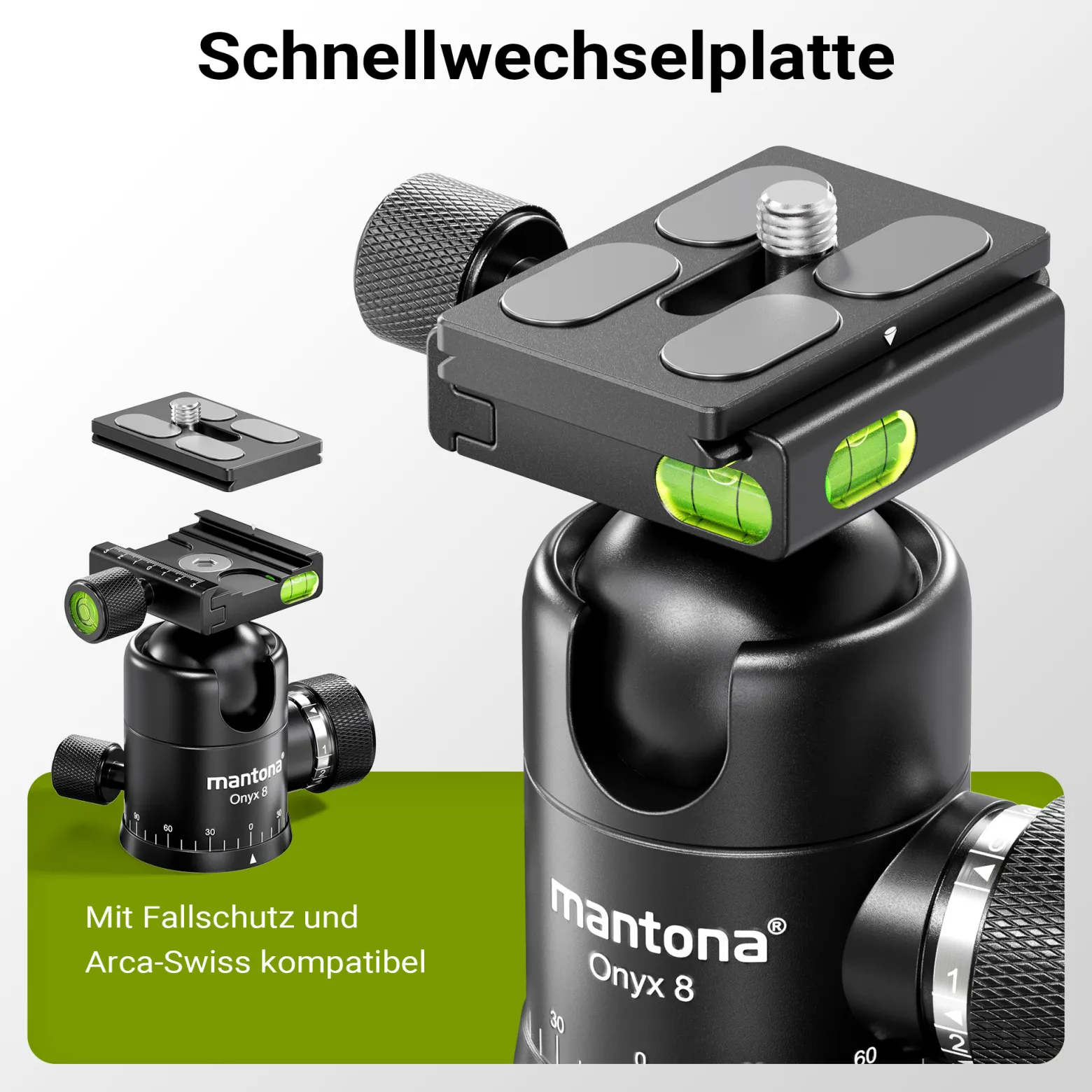Walimex pro 1983 Carbon Einbeinstativ + Onyx 8 Kugelkopf Set, Reisestativ bis 185 cm Höhe mit Stativkopf aus Aluminium mit Arca-Swiss kompatibler Schnellwechselplatte