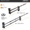 Walimex pro Carbon Kamera Jib Traveller 7.2 - 160 x 100 x 800 mm - ausziehbar 70-200 cm - mit 1/4“ Gewinden, Halbschalen Adapter, Tragetasche - schwarz