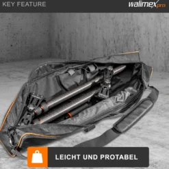 Walimex pro Carbon Kamera Jib Traveller 7.2 - 160 x 100 x 800 mm - ausziehbar 70-200 cm - mit 1/4“ Gewinden, Halbschalen Adapter, Tragetasche - schwarz