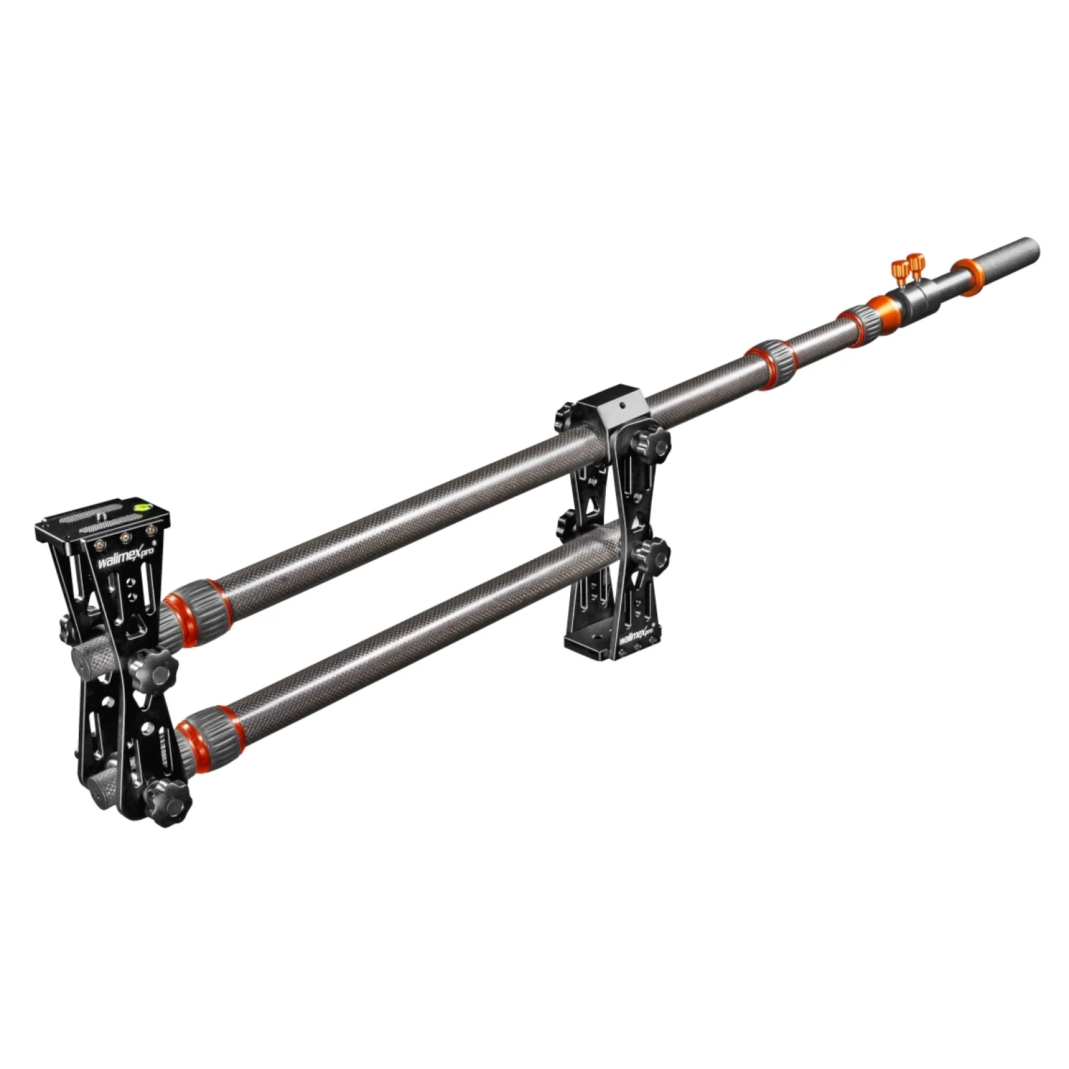 Walimex pro Carbon Kamera Jib Traveller 7.2 - 160 x 100 x 800 mm - ausziehbar 70-200 cm - mit 1/4“ Gewinden, Halbschalen Adapter, Tragetasche - schwarz