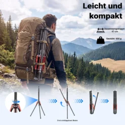 Walimex pro Carbon Lampenstativ C-200 2 m Höhe, 600 g leichtes Lichtstativ, Blitzstativ mit 5/8 Zoll Spigot für LED Studioleuchte, Fotostudio und Videoaufnahmen