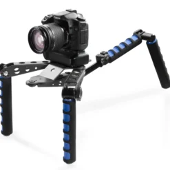 Walimex pro Cineast I Hand Schulter Videotripod für DSLRs - 300 x 160 x 160 mm - Ergonomisch, Anpassbar & Komfortabel - Stativ ideal für Filmaufnahmen - schwarz/blau