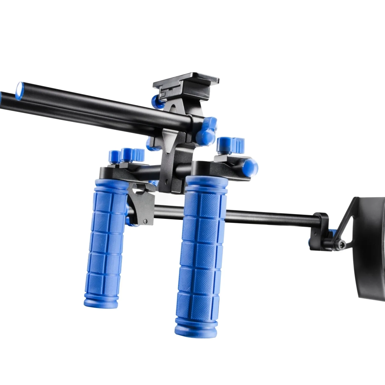 Walimex pro Cineast III Hand Schulter Videotripod für DSLRs Rig - 490 x 255 x 350 mm - Ergonomisch, Anpassbar & Komfortabel - Stativ ideal für Filmaufnahmen - schwarz/blau