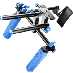 Walimex pro Cineast III Hand Schulter Videotripod für DSLRs Rig - 490 x 255 x 350 mm - Ergonomisch, Anpassbar & Komfortabel - Stativ ideal für Filmaufnahmen - schwarz/blau