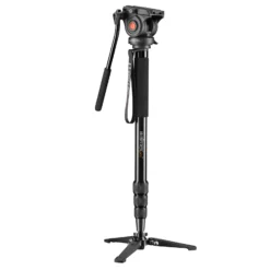 Walimex pro Cineast Mono Video Einbeinstativ höhenverstellbar bis 168 cm mit fluidgedämpftem 2-Wege Videoneiger