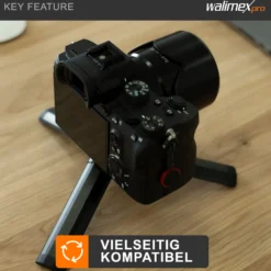 Walimex pro 12 cm Ministativ Premium Kompakt mit 1/4“ Anschluss, Mini Dreibein Kamerastativ bis 1,5 kg belastbar, Tripod Stativ für professionellen Gebrauch