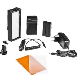 Walimex pro 192 Daylight LED Videoleuchte 11,5 W, On-Camera Studioleuchte mit Tageslicht LEDs, hochwertiges Streaming Licht mit Akku, dimmbare Beleuchtung mit Soft Diffusor