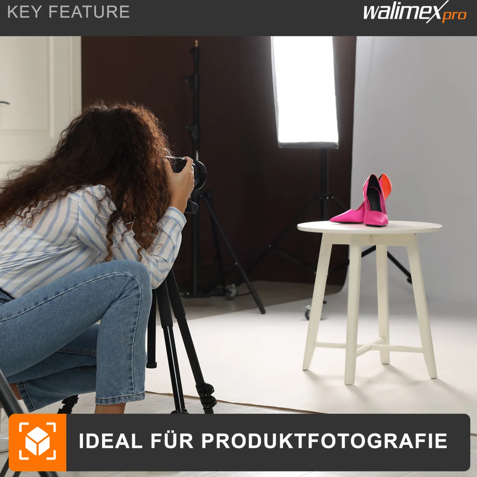 Walimex pro Daylight 250S Videoleuchte mit 35 W LED, Dauerlicht mit 5000 K Tageslicht, Studioleuchte mit Reflektor, Videolicht mit Bowens-Anschluss