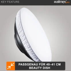 Walimex pro Diffusor für Beauty Dish Ø 40-41 cm, Lichtformer zum Aufziehen über den Reflektor, Fotozubehör ideal für Portät und Beautyfotografie
