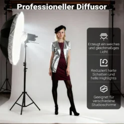 Walimex pro Diffusor für Parabol Reflexschirme Ø 105 cm – Lichtdiffusor für weiches, gleichmäßiges Licht in Fotostudio und Porträtfotografie
