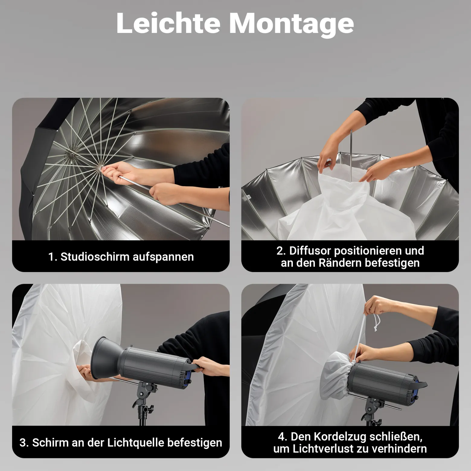 Walimex pro Diffusor für Parabol Reflexschirme Ø 105 cm – Lichtdiffusor für weiches, gleichmäßiges Licht in Fotostudio und Porträtfotografie