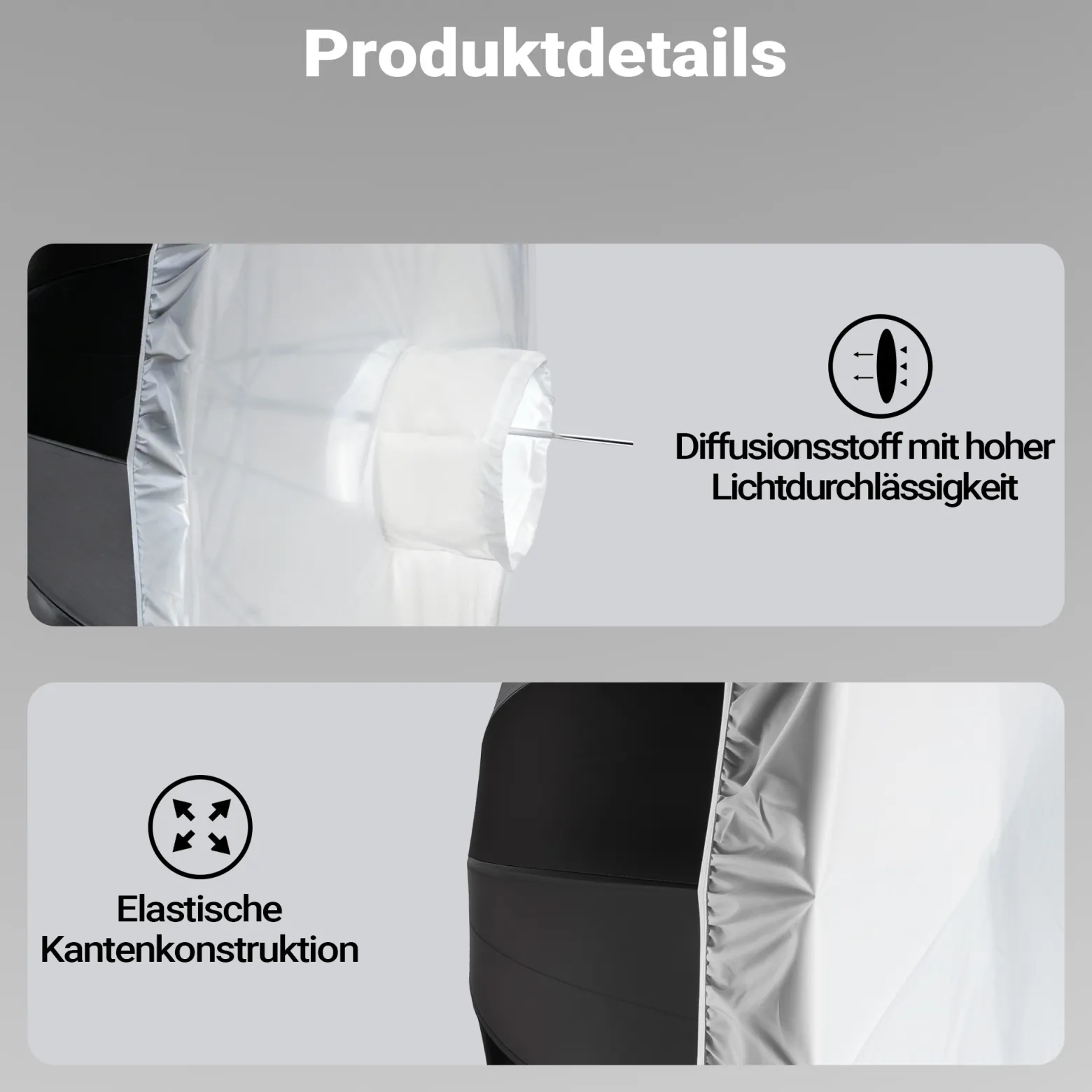 Walimex pro Diffusor für Parabol Reflexschirme Ø 165 cm – Lichtdiffusor für weiches, gleichmäßiges Licht in Fotostudio und Porträtfotografie