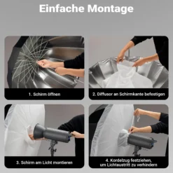 Walimex pro Diffusor für Parabol Reflexschirme Ø 129 cm – Lichtdiffusor für weiches, gleichmäßiges Licht in Fotostudio und Porträtfotografie