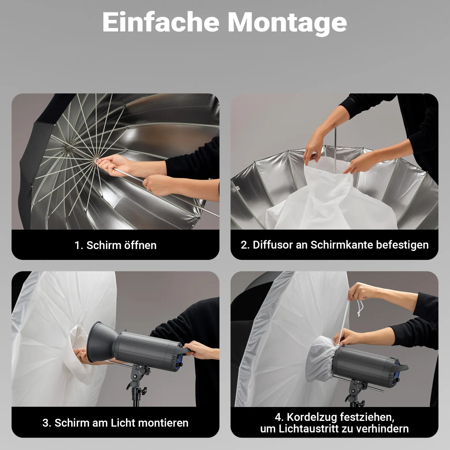 Walimex pro Diffusor für Parabol Reflexschirme Ø 129 cm – Lichtdiffusor für weiches, gleichmäßiges Licht in Fotostudio und Porträtfotografie