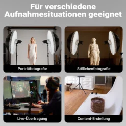 Walimex pro Diffusor für Parabol Reflexschirme Ø 129 cm – Lichtdiffusor für weiches, gleichmäßiges Licht in Fotostudio und Porträtfotografie
