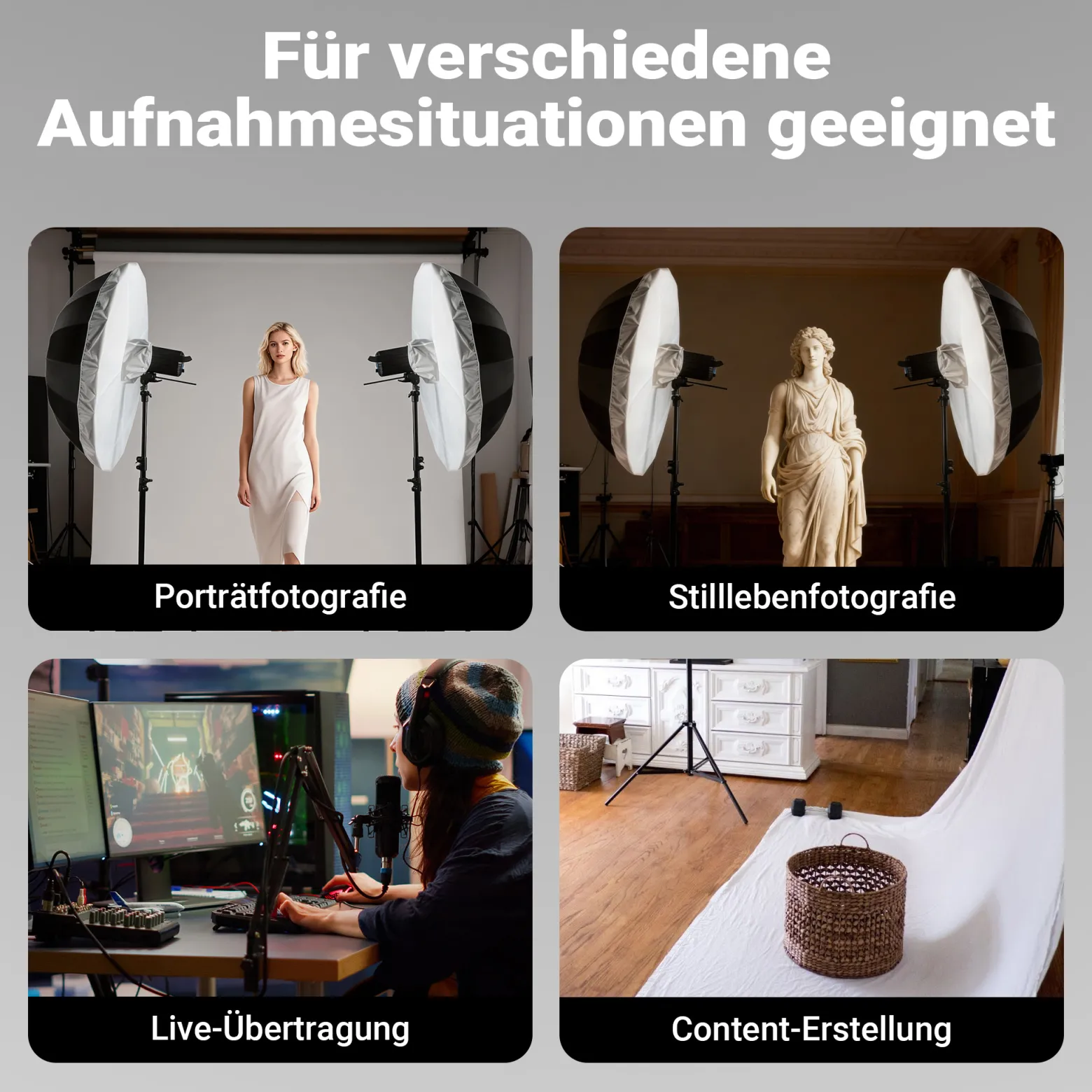 Walimex pro Diffusor für Parabol Reflexschirme Ø 129 cm – Lichtdiffusor für weiches, gleichmäßiges Licht in Fotostudio und Porträtfotografie