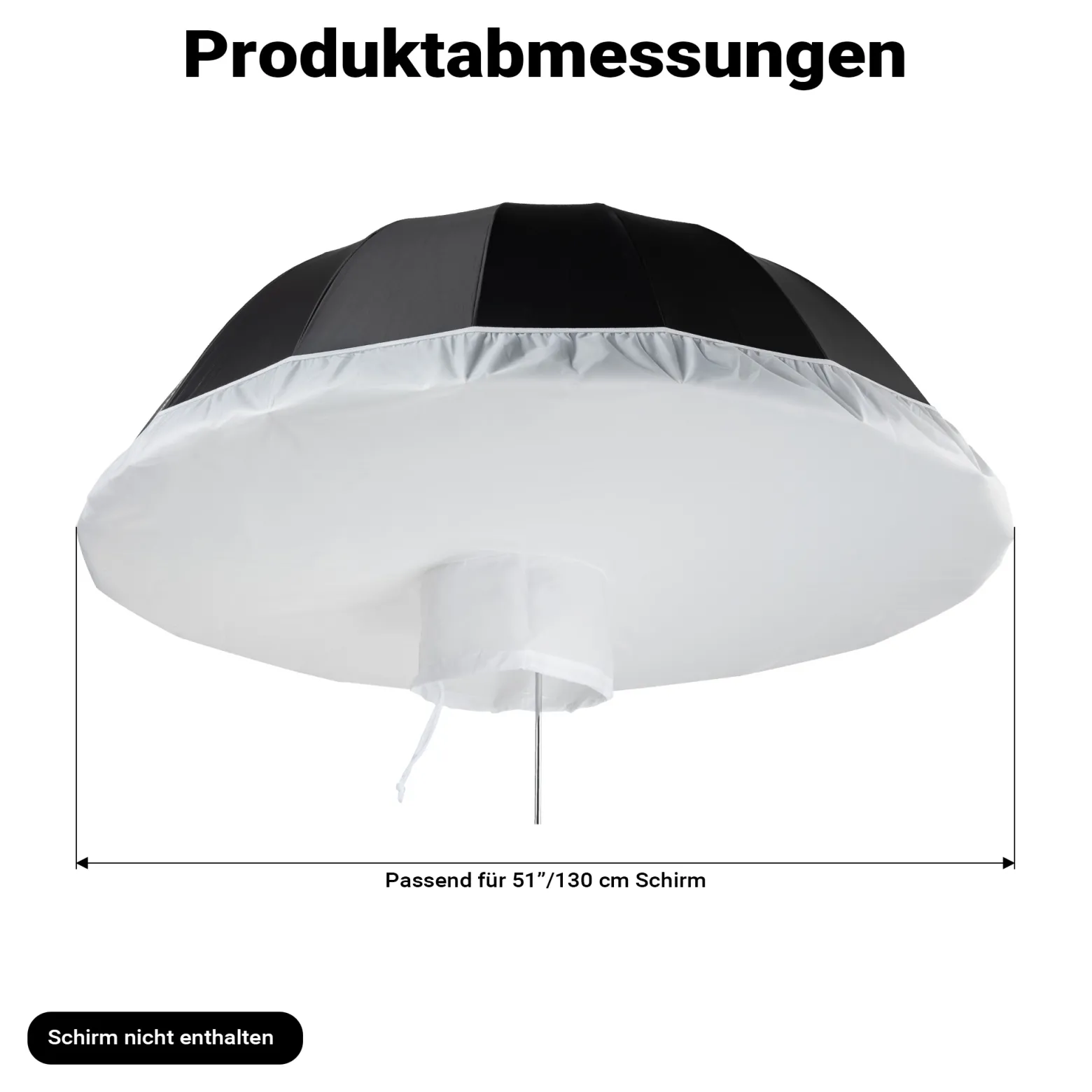 Walimex pro Diffusor für Parabol Reflexschirme Ø 129 cm – Lichtdiffusor für weiches, gleichmäßiges Licht in Fotostudio und Porträtfotografie