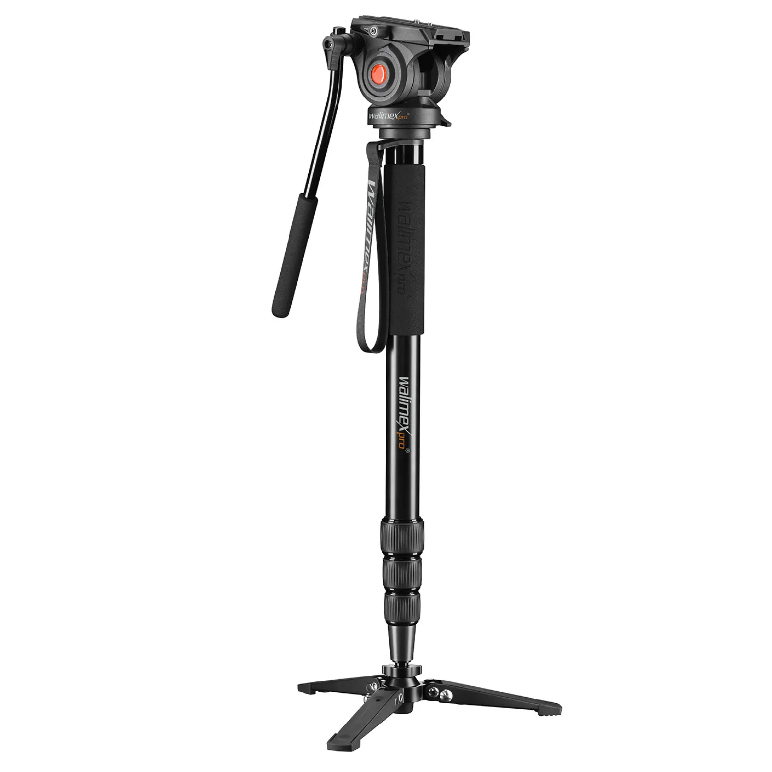 Walimex Pro Director Carbon Video Einbeinstativ höhenverstellbar bis 191 cm mit fluidgedämpftem 2-Wege Videoneiger