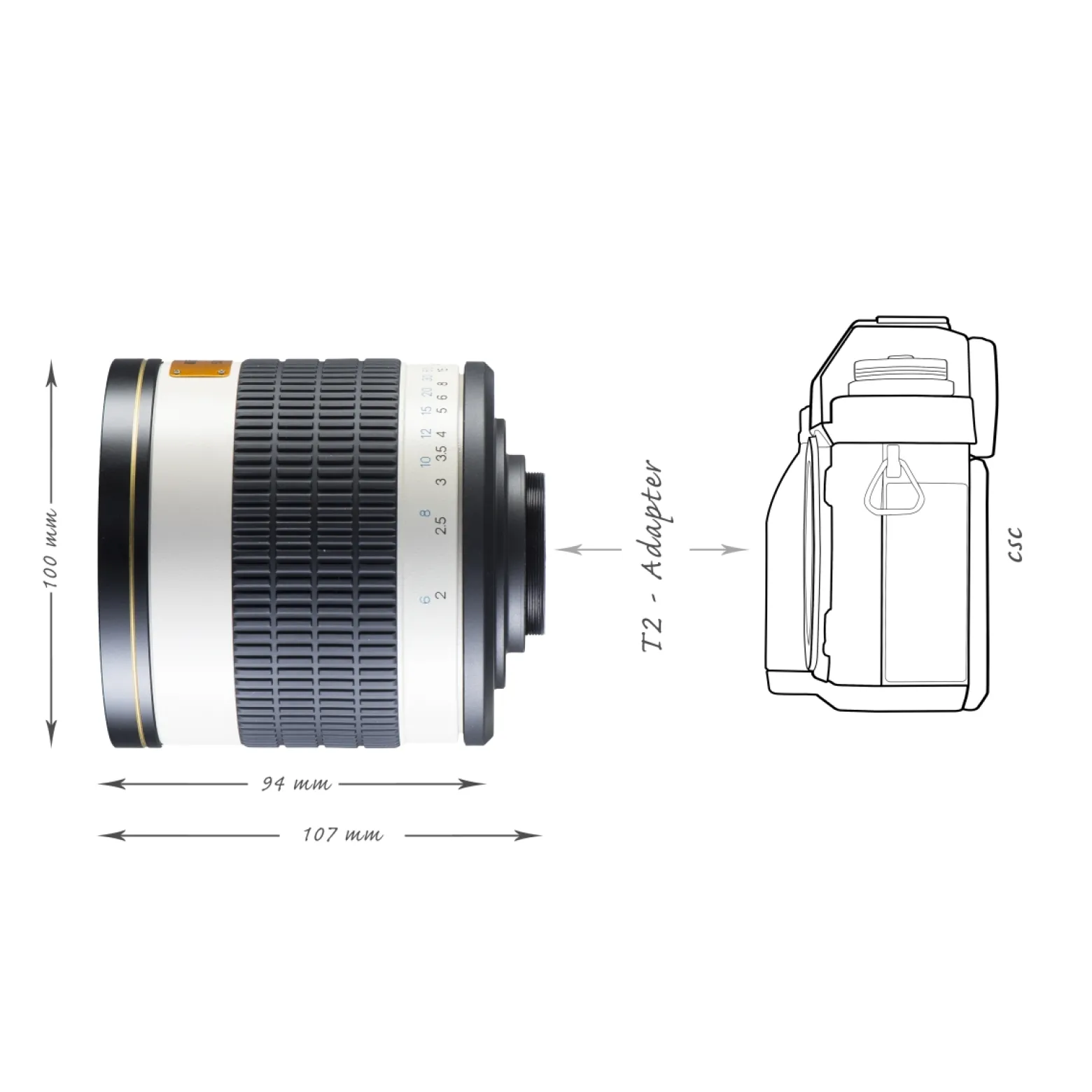Walimex pro 500/6,3 DSLR Spiegel Objektiv kompatibel mit Sony E, Kameraobjektiv mit 500 mm Brennweite, Spiegelobjektiv für Vollformat und APS-C Kamera, hochwertiges Kamera Equipment