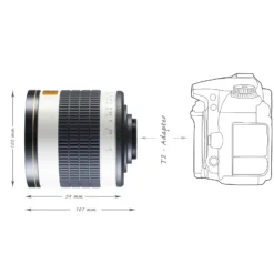Walimex pro 500/6,3 DSLR Spiegel Objektiv kompatibel mit Canon RF, Kameraobjektiv mit 500 mm Brennweite, Spiegelobjektiv für Vollformat und APS-C Kamera, hochwertiges Kamera Equipment