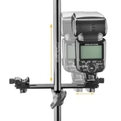 Walimex pro Dual Flash Bracket System mit Ausleger - mit 2x Blitzschuh, 2x Standaraufnahme für Lichtschirm, Feststellrad - Dualhalter Ausleger für Kamera Studio