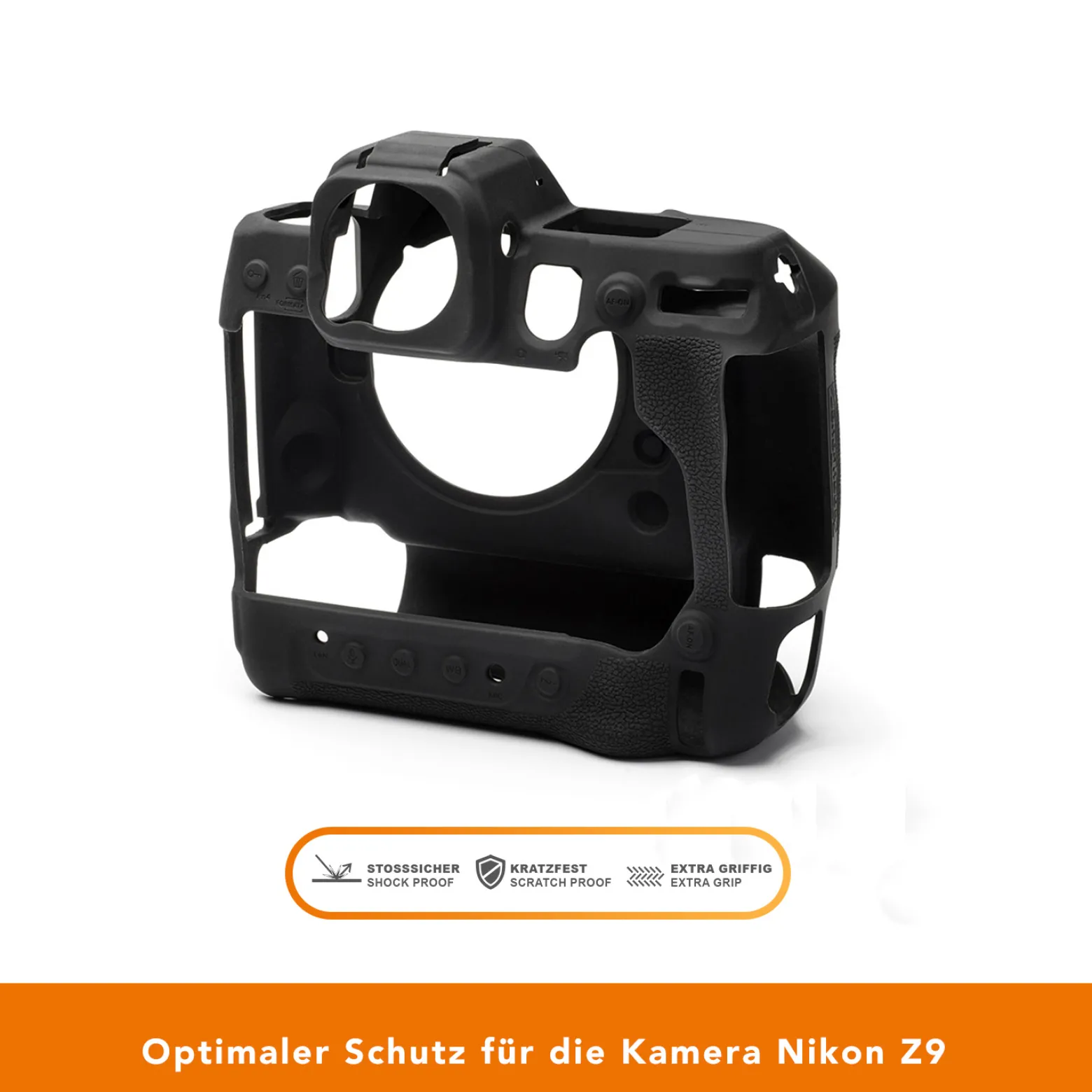 Walimex pro easyCover für Nikon Z9 – angenehm griffige Silikon-Schutzhülle, Kamera-Abdeckung - passgenau, uneingeschränkte Bedienbarkeit