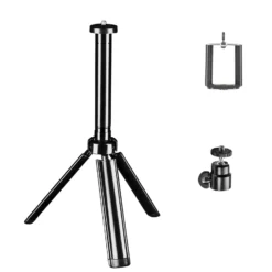 Walimex pro Easy 38 Tischstativ und Kamerastativ, höhenverstellbares Tripod Stativ 4-38 cm für Kameras und Smartphones, Handstativ mit Kugelkopf mit 90° Neigung, Dreibeinstativ inkl. Smartphone-Halter