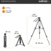 Walimex pro EI-717 Pro 133 Videostativ - 680 x 160 x 160 mm / Max. Traglast 6 kg / Höhe 64-133 cm - mit Tasche - Dreibein Stativ für Foto Atelier und Studio - schwarz