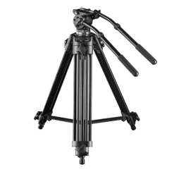 Walimex pro EI-717 Pro 133 Videostativ - 680 x 160 x 160 mm / Max. Traglast 6 kg / Höhe 64-133 cm - mit Tasche - Dreibein Stativ für Foto Atelier und Studio - schwarz