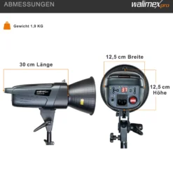 Walimex pro Emerger 400 Set Double 2 Studioblitze mit 400 Ws Blitzleistung, Blitzgerät mit 2,4 GHz Funk, mit Softboxen 60 x 90 cm und Lampenstative inkl. Transporttasche