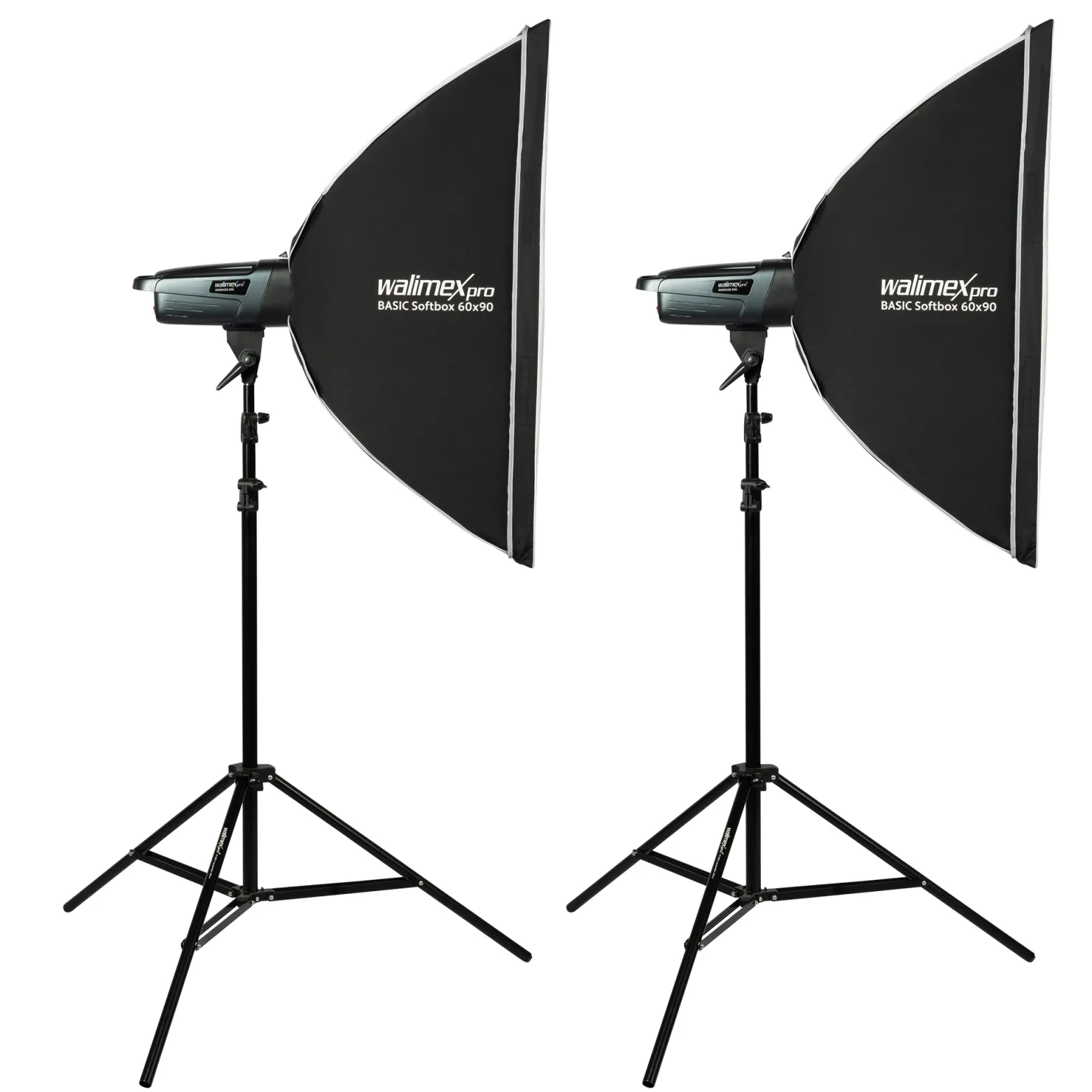 Walimex pro Emerger 200 Set Double 2 Studioblitze mit 200 Ws Blitzleistung, Blitzgerät mit 2,4 GHz Funk, mit Softboxen 60 x 90 cm und Lampenstative inkl. Transporttasche