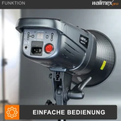 Walimex pro Emerger 400 Studioblitz mit 400 Ws Blitzleistung, Blitzgerät mit 2,4 GHz Funk, Fotoblitz mit kurzer Wiederaufladezeit, Blitzleuchte mit dimmbarem LED-Einstelllicht
