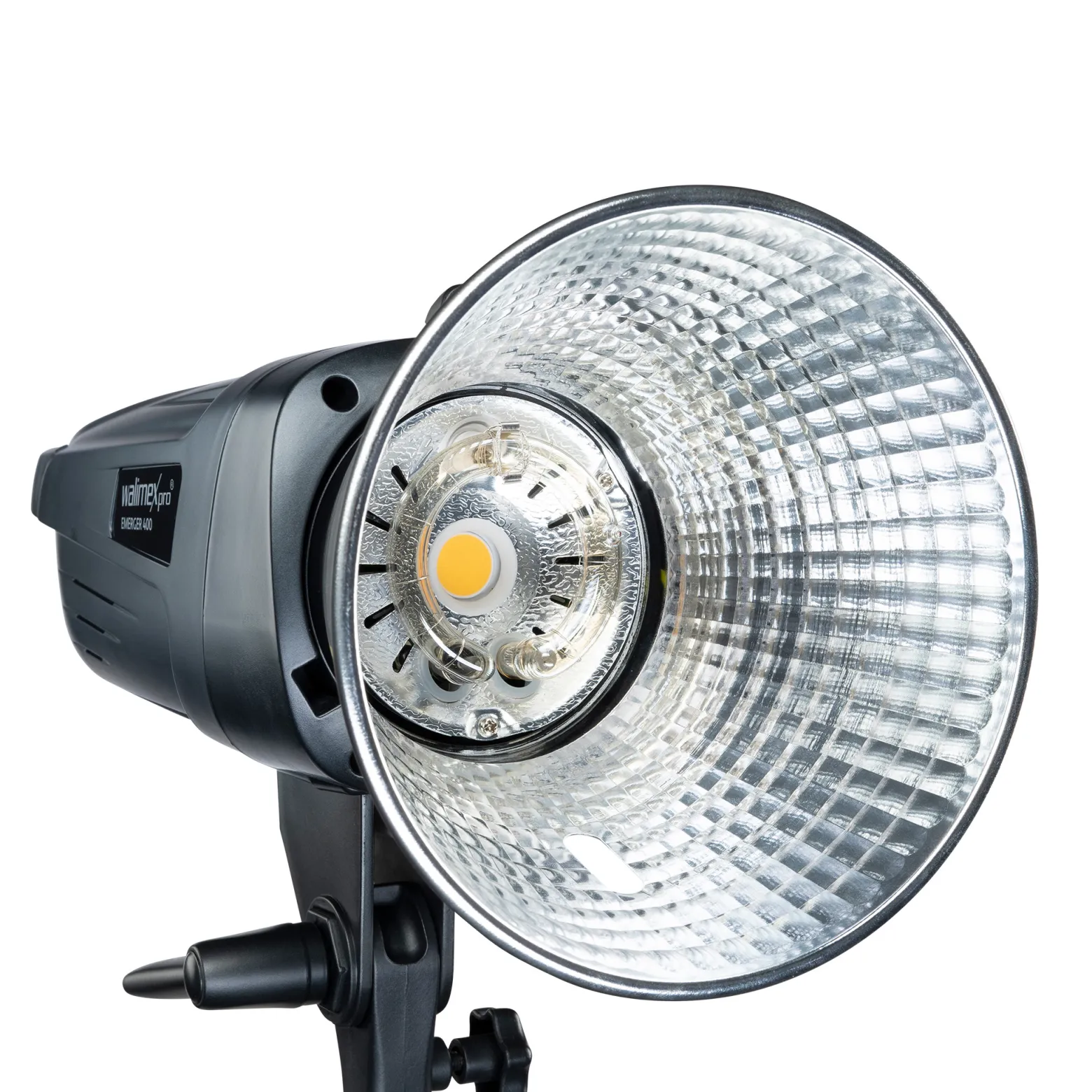 Walimex pro Emerger 400 Studioblitz mit 400 Ws Blitzleistung, Blitzgerät mit 2,4 GHz Funk, Fotoblitz mit kurzer Wiederaufladezeit, Blitzleuchte mit dimmbarem LED-Einstelllicht