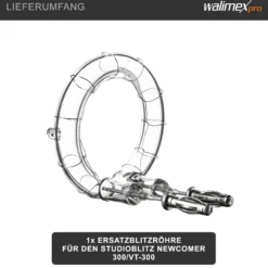 Walimex pro Ersatzblitzröhre für den Studioblitz Newcomer 300/VT-300, Leistungsaufnahme 300W, Farbtemperatur 5400-5800 K, Ersatz Blitz leicht zu wechseln