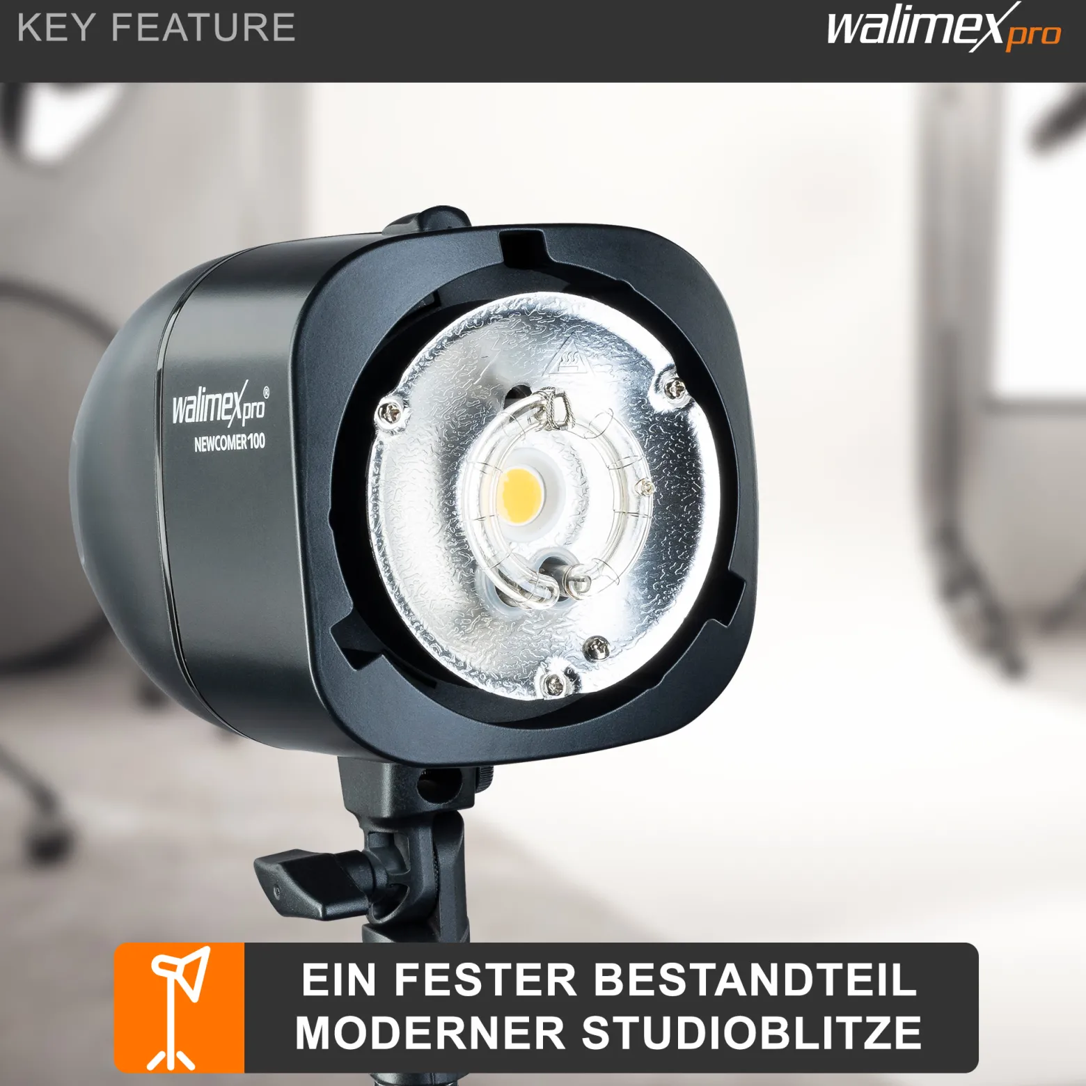 Walimex pro Ersatzblitzröhre für den Studioblitz Newcomer 100/150/200, VT-100/150/200, Leistungsaufnahme 100W, Farbtemperatur 5400-5800 K, Ersatz Blitz leicht zu wechseln