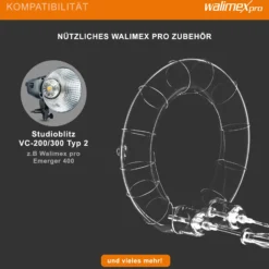 Walimex pro Ersatzblitzröhre für den Studioblitz VC-200/300 Typ 2, Leistungsaufnahme 300W, Farbtemperatur 5400-5800 K, Ersatz Blitz leicht zu wechseln