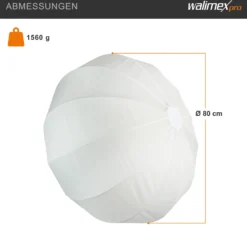 Walimex pro Essential Ballon Softbox 80cm, schnell öffnender 360° Lichtdiffusor, inkl. Bowens Adapter, kompatibel mit allen gängigen Blitz- und Dauerlichter mit Bowensanschluss