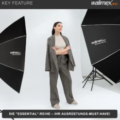 Walimex pro Essential Softbox Octagon 150cm, um 360° drehbar, einfacher Aufbau, inkl. Grid, Bowens Adapter und Transporttasche, ideal für Porträts und Beauty-Aufnahmen