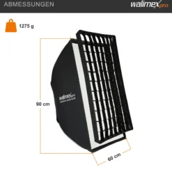 Walimex pro Essential Softbox 60x90cm + Softboxadapter für Profoto (Außendurchmesser: 15,2 cm), um 360° drehbar, einfacher Aufbau, inkl. Grid, Bowens Adapter und Transporttasche