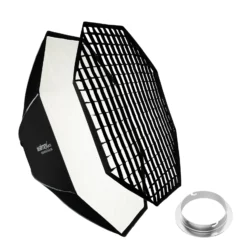 Walimex pro Essential Softbox Octagon 150cm + Adapter Elinchrom 15,2cm, 360°, einfacher Aufbau, inkl. Grid, Bowens Adapter und Transporttasche, ideal für Porträts und Beauty-Aufnahmen